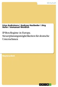 IP-Box-Regime in Europa. Steuerplanungsmöglichkeiten für deutsche Unternehmen_cover
