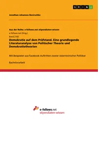 Demokratie auf dem Prüfstand. Eine grundlegende Literaturanalyse von Politischer Theorie und Demokratietheorien_cover