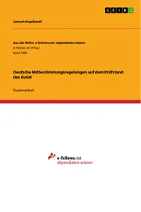 Deutsche Mitbestimmungsregelungen auf dem Prüfstand des EuGH_cover