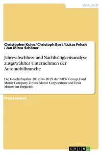 Jahresabschluss- und Nachhaltigkeitsanalyse ausgewählter Unternehmen der Automobilbranche_cover