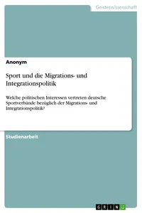 Sport und die Migrations- und Integrationspolitik_cover