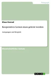 Kooperatives Lernen muss gelernt werden_cover