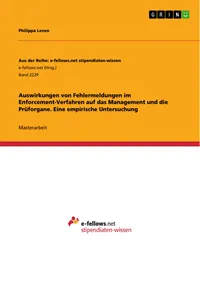 Auswirkungen von Fehlermeldungen im Enforcement-Verfahren auf das Management und die Prüforgane. Eine empirische Untersuchung_cover