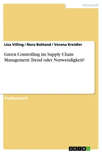 Green Controlling im Supply Chain Management. Trend oder Notwendigkeit?_cover