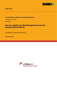 Das neue Regime der Marktmanipulation nach der Missbrauchsverordnung_cover