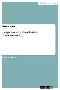 Das prospektive Gedächtnis im Erwachsenenalter_cover