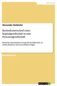 Rechtsformwechsel einer Kapitalgesellschaft in eine Personengesellschaft_cover