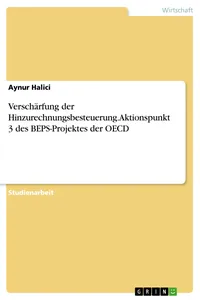Verschärfung der Hinzurechnungsbesteuerung. Aktionspunkt 3 des BEPS-Projektes der OECD_cover