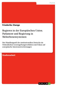 Regieren in der Europäischen Union. Parlament und Regierung in Mehrebenensystemen_cover