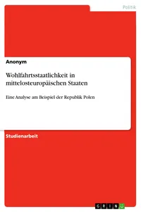 Wohlfahrtsstaatlichkeit in mittelosteuropäischen Staaten_cover