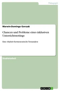 Chancen und Probleme eines inklusiven Unterrichtssettings_cover