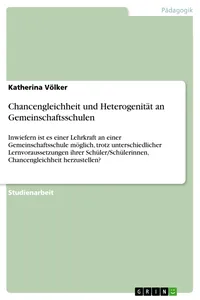 Chancengleichheit und Heterogenität an Gemeinschaftsschulen_cover