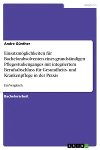 Einsatzmöglichkeiten für Bachelorabsolventen eines grundständigen Pflegestudienganges mit integriertem Berufsabschluss für Gesundheits- und Krankenpflege in der Praxis_cover