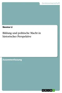 Bildung und politische Macht in historischer Perspektive_cover