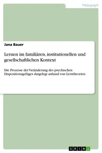 Lernen im familiären, institutionellen und gesellschaftlichen Kontext_cover