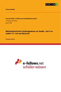 Methodenkritische Stellungnahme zur Studie "Ain't no makin' it" von Jay MacLeod_cover