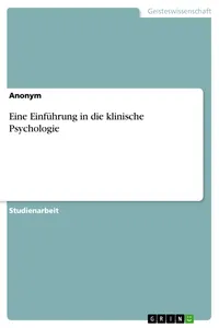 Eine Einführung in die klinische Psychologie_cover