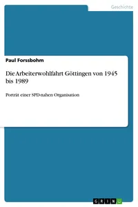 Die Arbeiterwohlfahrt Göttingen von 1945 bis 1989_cover
