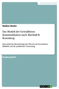 Das Modell der Gewaltfreien Kommunikation nach Marshall B. Rosenberg_cover
