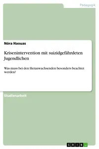 Krisenintervention mit suizidgefährdeten Jugendlichen_cover