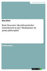 René Descartes' ideentheoretischer Gottesbeweis in den "Meditationes de prima philosophia"_cover