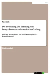Die Bedeutung der Beratung von DrogenkonsumentInnen im Strafvollzug_cover
