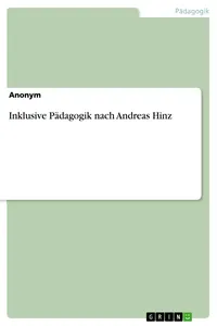 Inklusive Pädagogik nach Andreas Hinz_cover