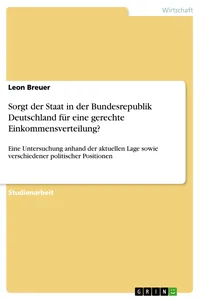 Sorgt der Staat in der Bundesrepublik Deutschland für eine gerechte Einkommensverteilung?_cover