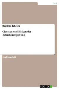 Chancen und Risiken der Betriebsaufspaltung_cover