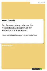 Der Zusammenhang zwischen der Wissensteilung in Teams und der Kreativität von Mitarbeitern_cover