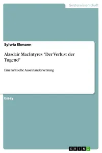 Alasdair MacIntyres "Der Verlust der Tugend"_cover
