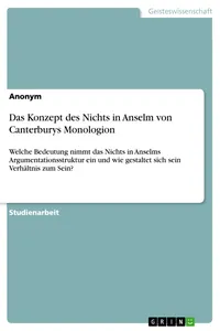 Das Konzept des Nichts in Anselm von Canterburys Monologion_cover