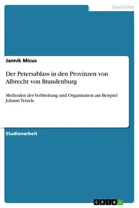 Der Petersablass in den Provinzen von Albrecht von Brandenburg_cover