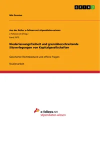 Niederlassungsfreiheit und grenzüberschreitende Sitzverlegungen von Kapitalgesellschaften_cover