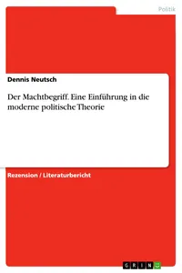 Der Machtbegriff. Eine Einführung in die moderne politische Theorie_cover