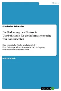 Die Bedeutung des Electronic Word-of-Mouth für die Informationssuche von Konsumenten_cover