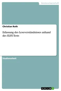 Erfassung des Leseverständnisses anhand des ELFE Tests_cover