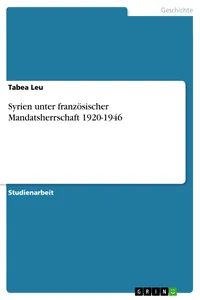 Syrien unter französischer Mandatsherrschaft 1920-1946_cover