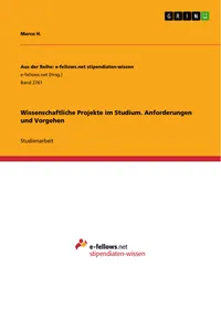 Wissenschaftliche Projekte im Studium. Anforderungen und Vorgehen_cover