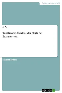 Testtheorie. Validität der Skala bei Extraversion_cover