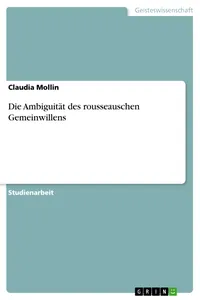 Die Ambiguität des rousseauschen Gemeinwillens_cover