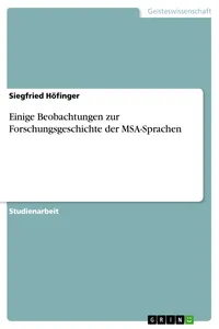 Einige Beobachtungen zur Forschungsgeschichte der MSA-Sprachen_cover