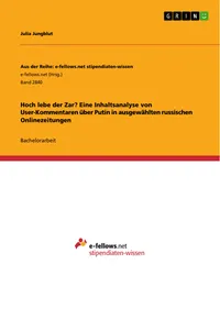 Hoch lebe der Zar? Eine Inhaltsanalyse von User-Kommentaren über Putin in ausgewählten russischen Onlinezeitungen_cover