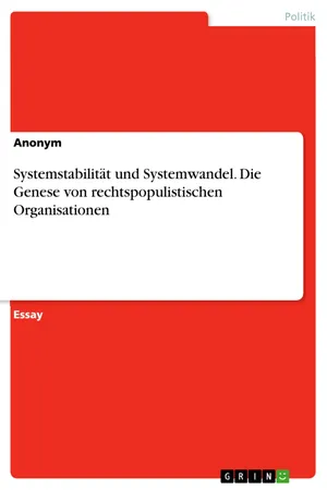 Systemstabilität und Systemwandel. Die Genese von rechtspopulistischen Organisationen