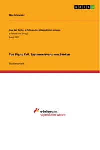 Too Big to Fail. Systemrelevanz von Banken_cover