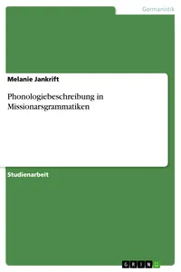 Phonologiebeschreibung in Missionarsgrammatiken_cover