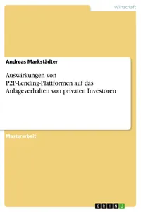 Auswirkungen von P2P-Lending-Plattformen auf das Anlageverhalten von privaten Investoren_cover