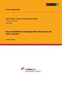 Das wucherähnliche Rechtsgeschäft. Renaissance der laesio enormis?_cover