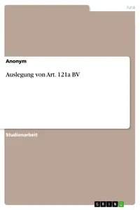 Auslegung von Art. 121a BV_cover
