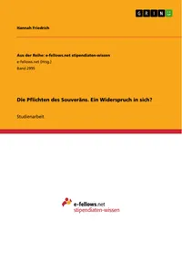 Die Pflichten des Souveräns. Ein Widerspruch in sich?_cover